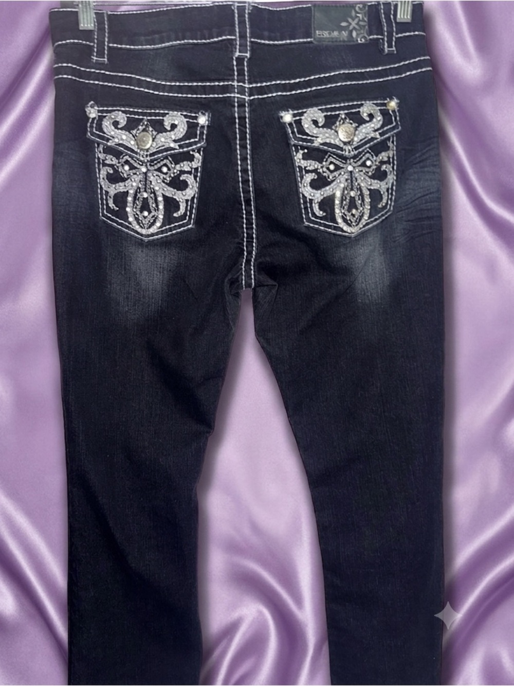 Vintage Y2K McBling Fleur De Lis Bootcut Jeans size 32/29”